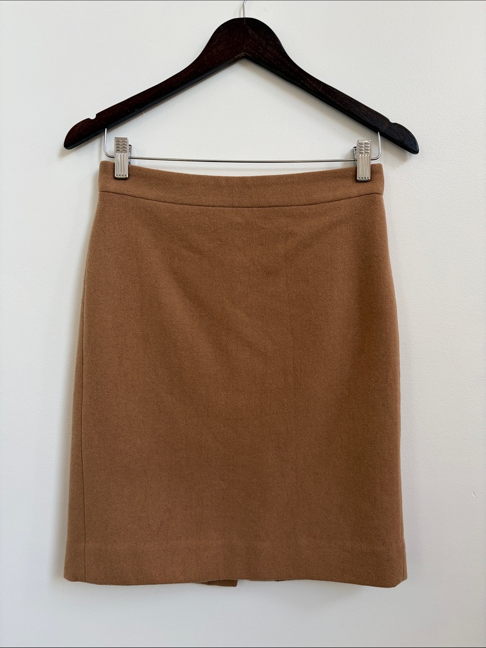 Classic Camel Wool Blend Pencil Skirt